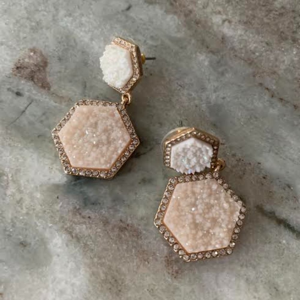 Bauble Bar Ashaya Hexagon Drusy Drop Earrings